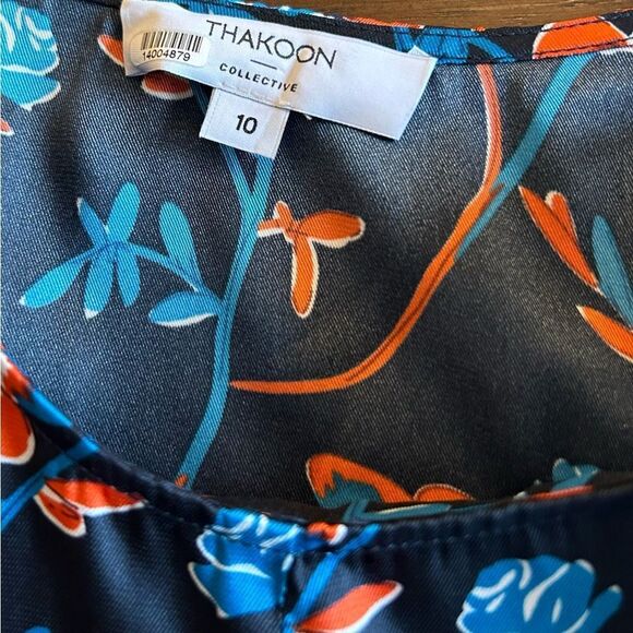 Thakoon Collective Black Sleeveless Floral Print Midi Shift Dress - Picture 11 of 12